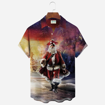 Мъжки кардиган с къс ръкав, ежедневен, с трансграничен европейски и американски коледен принт