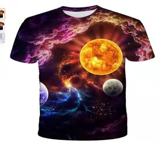 Hüpnootiline hüpnoos 3D-digitaalprintimisega laste T-särk lühikeste varrukatega, mis võib olla täisvärviline