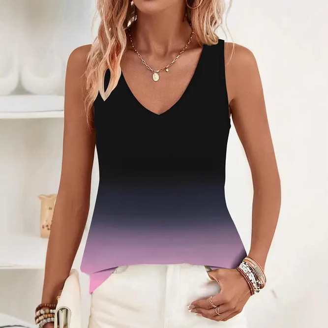 2025. aasta uus Amazoni piiriülene Euroopa ja Ameerika vabaaja mitmekülgne lihtsa värvi sobitamise mustriga naiste varrukateta vest