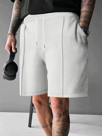 Piiriülesed suvised uued vahvlikujulised lahtised sirged lühikesed püksid meeste moekad universaalsed hip-hop hingavad lühikesed püksid