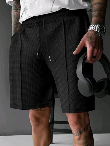 Νέο καλοκαιρινό, φαρδύ, ίσιο σορτς με σχέδιο waffle, μοντέρνο, αναπνεύσιμο σορτς χιπ χοπ για όλες τις χρήσεις