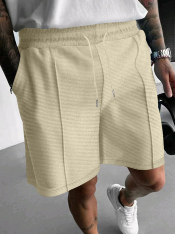 Νέο καλοκαιρινό, φαρδύ, ίσιο σορτς με σχέδιο waffle, μοντέρνο, αναπνεύσιμο σορτς χιπ χοπ για όλες τις χρήσεις