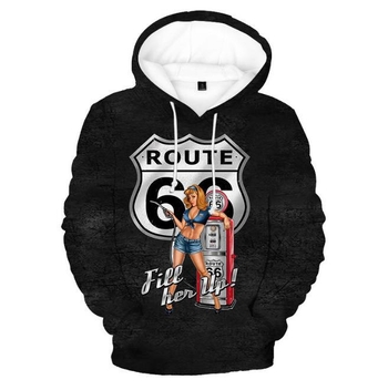 2022 трансграничен печат на лого на магистрала 66 на САЩ, 3D пуловер с качулка, студентски мъже и жени, свободни ежедневни суичъри с качулка, фабрика