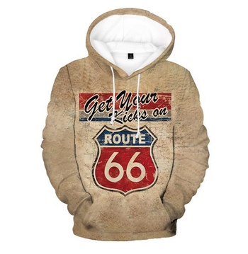 2022. aasta piiriülene USA maantee 66 logoga trükitud 3D kapuutsiga kampsun, üliõpilastele ja naistele, vabaaja kapuutsiga kampsunite tehas