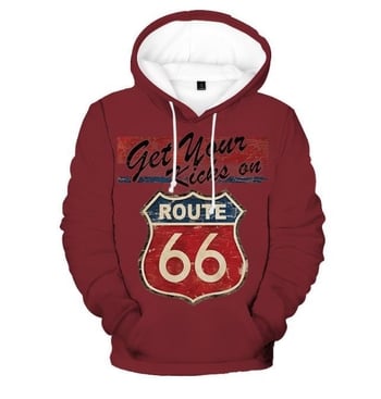 2022 трансграничен печат на лого на магистрала 66 на САЩ, 3D пуловер с качулка, студентски мъже и жени, свободни ежедневни суичъри с качулка, фабрика