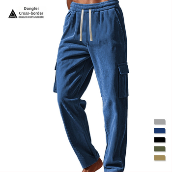 24 χρόνια ανδρικό Amazon TEMU νέο ζεστό ευρωπαϊκό και αμερικανικό αθλητικό αναψυχής αθλητικό παντελόνι εργασίας πολλαπλών τσαντών από κοτλέ