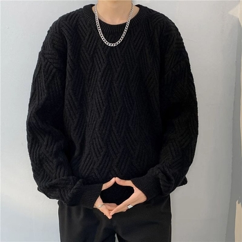 Мъжки пуловер с японски усукване, пролетен и есенен пуловер с свободно дъно, модерен универсален пуловер за двойки