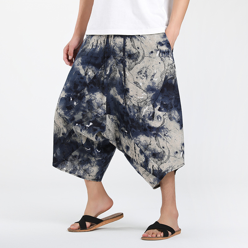 Meeste vabaaja spordipüksid, lillelised püksid, viiest kohast topid, suured suurused, meeste rannapüksid, suvised lahtised lühikesed püksid