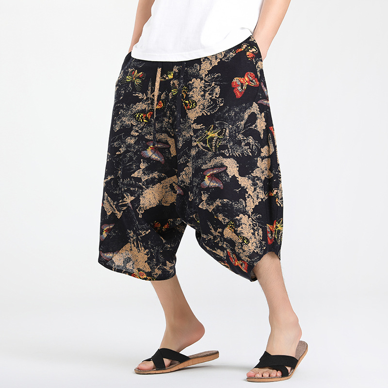 Meeste vabaaja spordipüksid, lillelised püksid, viiest kohast topid, suured suurused, meeste rannapüksid, suvised lahtised lühikesed püksid