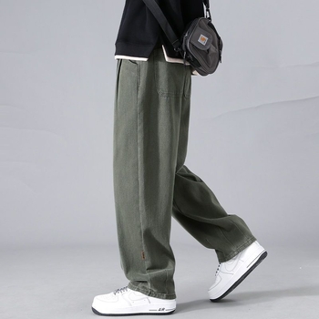 Ανδρικά παντελόνια cargo σε αμερικανικό στυλ 2025, νέα, χαλαρά ίσια παντελόνια, άνοιξη-φθινόπωρο-καλοκαίρι, φαρδιά μπατζάκια, ανοιξιάτικα ανδρικά casual παντελόνια