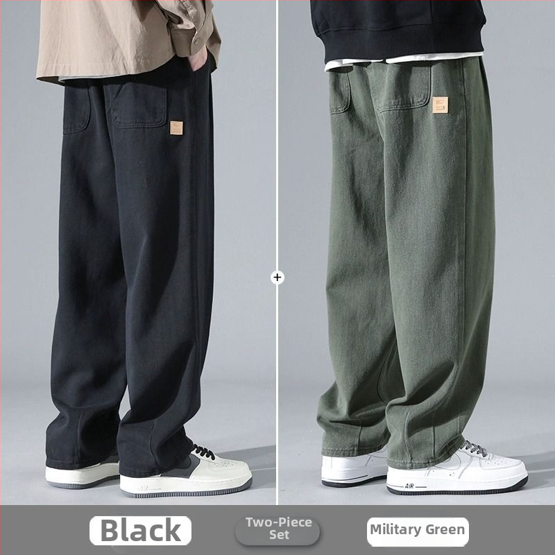 Američki stil kargo hlača za muškarce, nove široke ravne hlače za proljeće, jesen i ljeto, široke nogavice, proljetne ležerne hlače