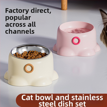 Uus piiriülene roostevabast terasest lemmikloomakauss libisemiskindla kassi joogiveega kaldus kaelakaitsega kauss koerasöögikauss kassitoidukauss