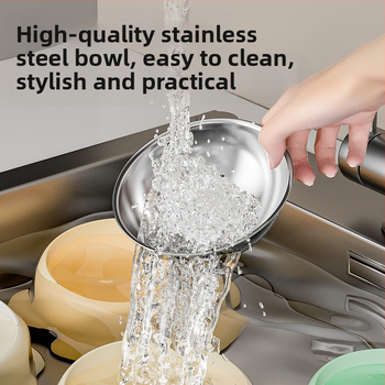 Νέο διασυνοριακό μπολ κατοικίδιων από ανοξείδωτο ατσάλι με αντιολισθητικό μπολ πόσιμου νερού για γάτες, μπολ ταΐσματος σκύλου και μπολ τροφής για γάτες