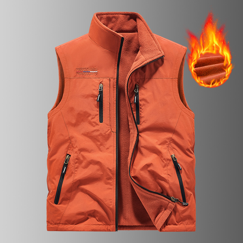 Dvipusė sustorinta liemenė su kišenėmis, vilnos pamušalu, vyriška berankovė lauko liemenė, didesnių dydžių 3908