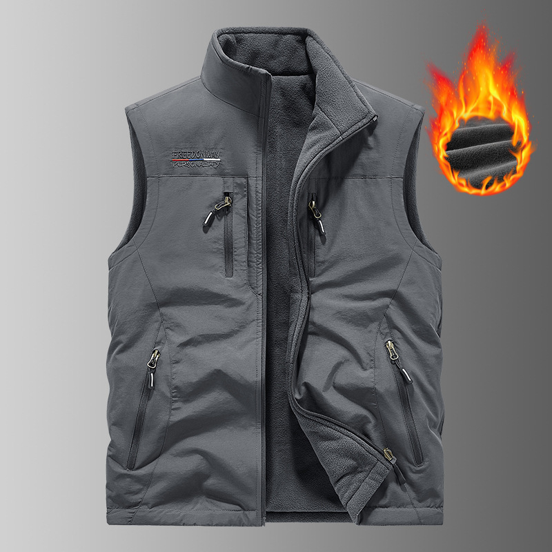 Dvipusė sustorinta liemenė su kišenėmis, vilnos pamušalu, vyriška berankovė lauko liemenė, didesnių dydžių 3908