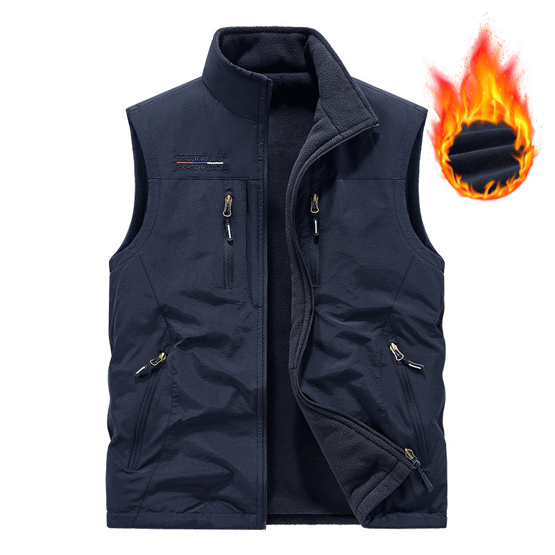 Dvipusė sustorinta liemenė su kišenėmis, vilnos pamušalu, vyriška berankovė lauko liemenė, didesnių dydžių 3908