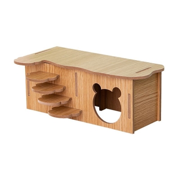 Ξύλινο τοπίο με χάμστερ, μικρό σπίτι, χρυσή αρκούδα, σπίτι απόδρασης, διώροφη βίλα, ψηλό σπίτι, παιχνίδι τοπίου με αντι-δάγκωμα γομφίων