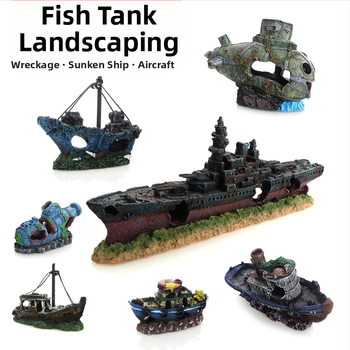 Piraadilaeva akvaariumi maastik, kalapaak, maastiku kaunistus, paadi vältimine, maja kaunistus, paat, õõnesvaiguga laev, laevahukk, GC