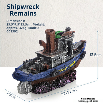 Piraadilaeva akvaariumi maastik, kalapaak, maastiku kaunistus, paadi vältimine, maja kaunistus, paat, õõnesvaiguga laev, laevahukk, GC