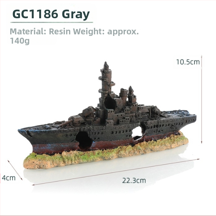 Piraadilaeva akvaariumi maastik, kalapaak, maastiku kaunistus, paadi vältimine, maja kaunistus, paat, õõnesvaiguga laev, laevahukk, GC