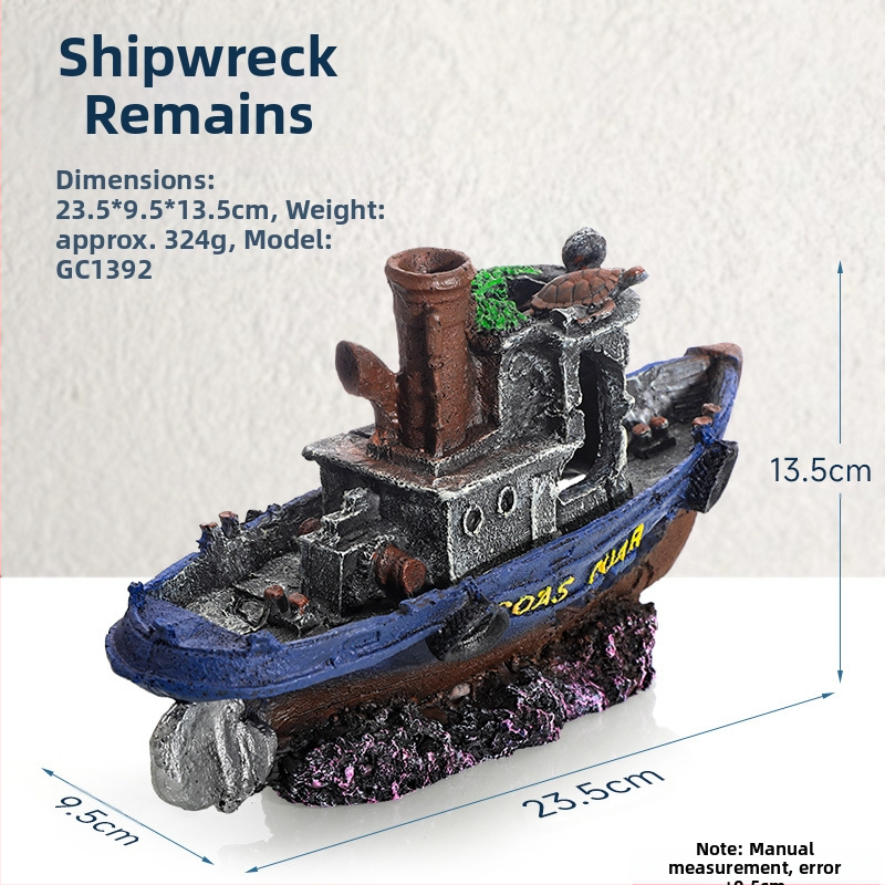 Пиратски кораб Аквариум Пейзаж Декорация за аквариум Пейзажна декорация за лодка Избягване Къща Орнамент Лодка Куха смола Корабокрушение GC