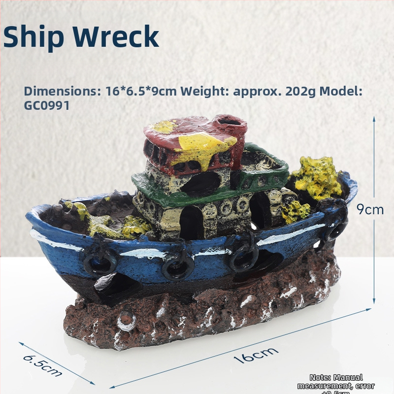 Piraadilaeva akvaariumi maastik, kalapaak, maastiku kaunistus, paadi vältimine, maja kaunistus, paat, õõnesvaiguga laev, laevahukk, GC