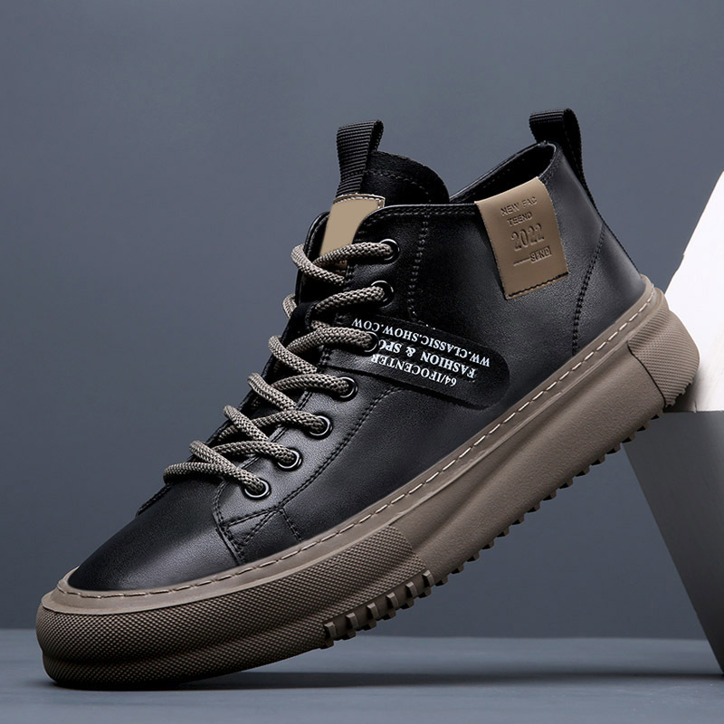 Vīriešu apavi 2025. gada pavasarim Jauni augstpapēžu apavi Vīriešu vidēja augstuma sporta apavi Ikdienas ādas apavi Baltas modernas kurpes
