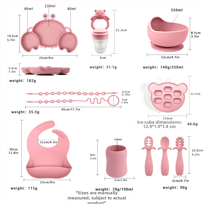 Uus beebi silikoonist õhtusöögitaldrik beebitoidu lisanõud laste söögiriistad koomiksikrabi taldrik kukkumisvastase ketiga