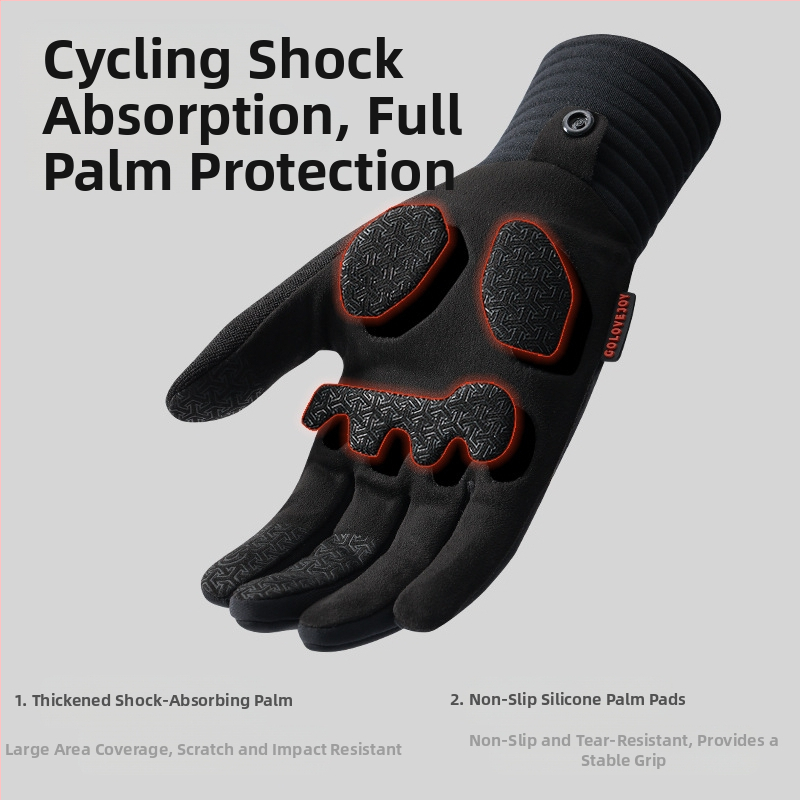 Rudens ir žiemos lauko dviračių pirštinės Vyriškos ir moteriškos dviračių pirštinės, atsparios vėjui, su vilnos pamušalu, šiltos, neslystančios, atsparios šalčiui sportinės dviračių pirštinės