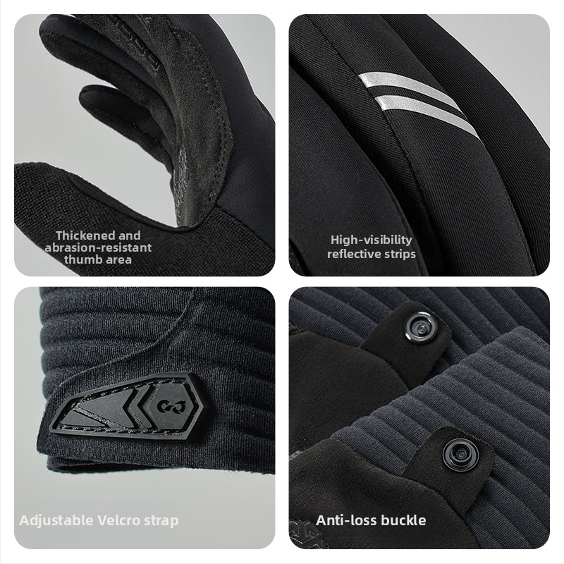 Rudens ir žiemos lauko dviračių pirštinės Vyriškos ir moteriškos dviračių pirštinės, atsparios vėjui, su vilnos pamušalu, šiltos, neslystančios, atsparios šalčiui sportinės dviračių pirštinės