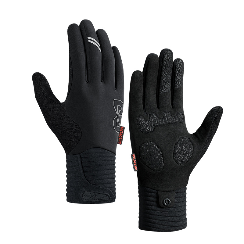 Rudens ir žiemos lauko dviračių pirštinės Vyriškos ir moteriškos dviračių pirštinės, atsparios vėjui, su vilnos pamušalu, šiltos, neslystančios, atsparios šalčiui sportinės dviračių pirštinės