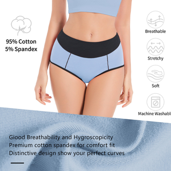 Piiriülene 10-osaline Amazoni puuvillane naiste aluspesu kõrge vöökoha ja puusaga, mitme suurusega kontrastne naiste aluspesu