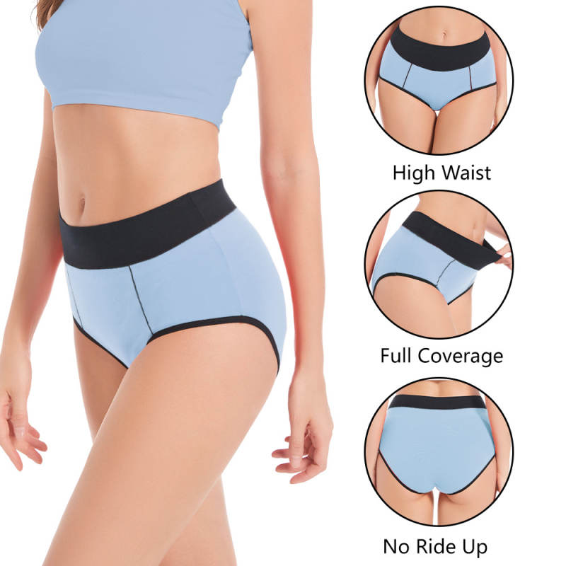 Piiriülene 10-osaline Amazoni puuvillane naiste aluspesu kõrge vöökoha ja puusaga, mitme suurusega kontrastne naiste aluspesu