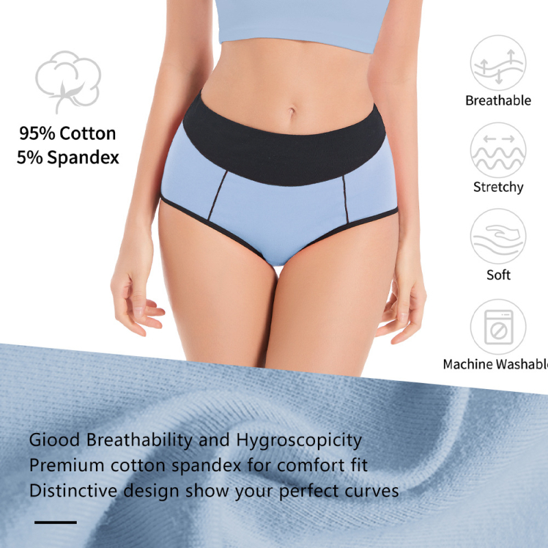 Piiriülene 10-osaline Amazoni puuvillane naiste aluspesu kõrge vöökoha ja puusaga, mitme suurusega kontrastne naiste aluspesu