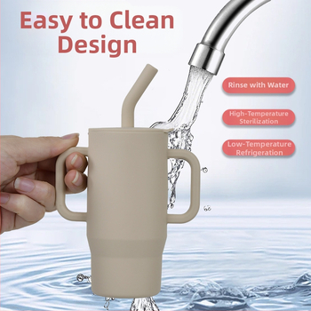 Kūdikių ir mažylių mokomasis šiaudelis su rankena, apsaugantis nuo kritimo ir pratekėjimo, sandarus maistinio silikono tiesioginio gėrimo puodelis, vaikų mokymosi gėrimo puodelis