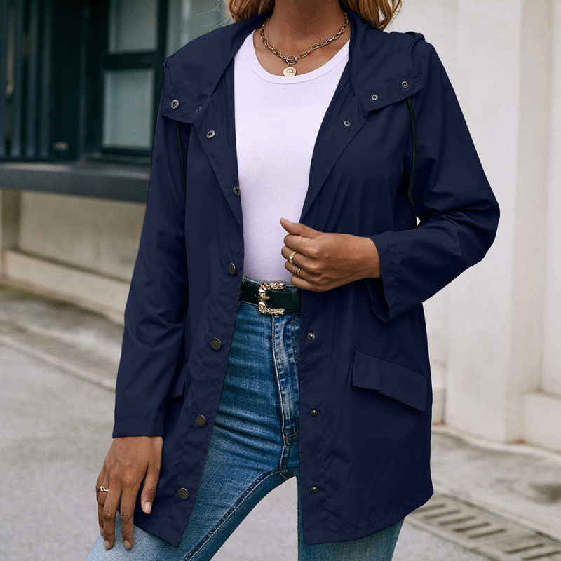 Amazon szabadtéri hegymászó vízálló ruházat kapucnis szabadidős túrázás esőkabát középhosszú széldzseki kabát