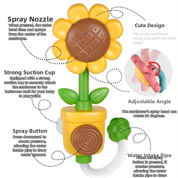Bērnu saulespuķu dušas ūdens rotaļu vanna vannas istabas peldēšanās rotaļlietas zēniem un meitenēm