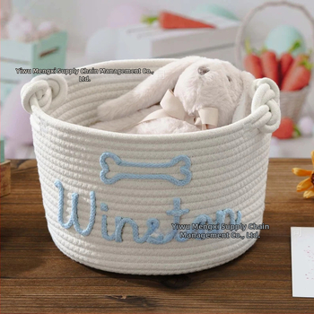 Piiriülene ja kuum lemmikloom isetehtud ingliskeelsete nimedega hoiukorv puuvillast nöörist laste mänguasjade raamatute ajakirjade hoiukorv