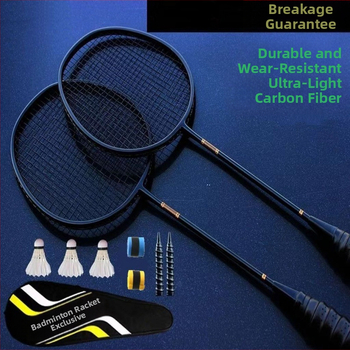 Badmintono raketė iš kompozitinės anglies pluošto, itin lengva, 4 colių, vienguba ir dviguba, patvari, dviguba treniruočių raketė, maža, juoda, suaugusiems, puolimo tipo