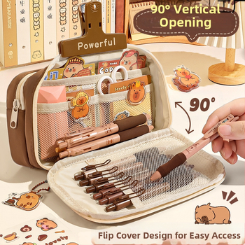 Νέα τσάντα μολυβιών μεγάλης χωρητικότητας εννέα στρώσεων, τσάντα πόνου μεγάλης χωρητικότητας, κασετίνα μολυβιών καφέ Maillard υψηλής αξίας για πολυλειτουργικά είδη γραφικής ύλης