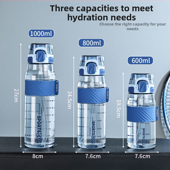 Vasaros didelės talpos sportinis vandens puodelis 1000ML vyriškos ir moteriškos studentų vandens butelis lauko 600ML fitneso plastikinis kosminis puodelis