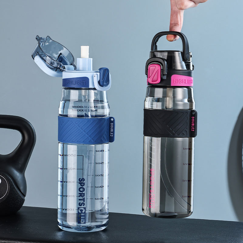 Vasaros didelės talpos sportinis vandens puodelis 1000ML vyriškos ir moteriškos studentų vandens butelis lauko 600ML fitneso plastikinis kosminis puodelis