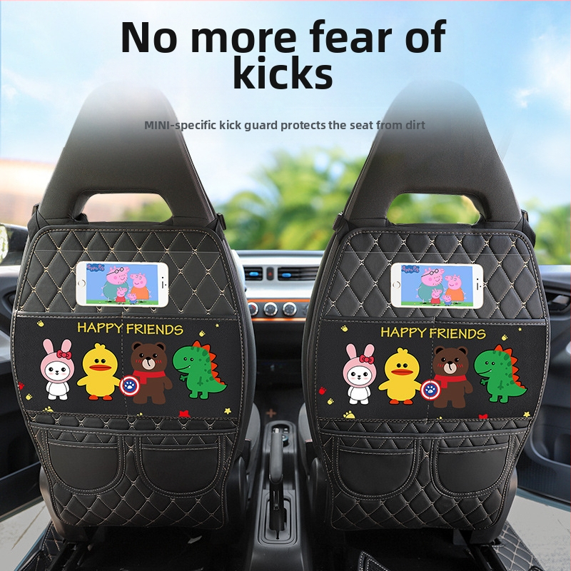 Wuling MINIEV spetsiaalne turvatooli seljatoe löögivastane padi tagumisele reale määrdumisvastane laste koomiksilaadne turvatooli kaitsepadi