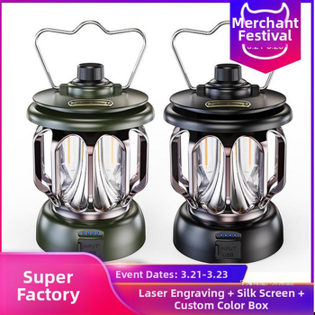 Трансгранична външна къмпинг светлина LED ретро фенер преносима светлина за палатка преносима USB акумулаторна къмпинг светлина директни продажби