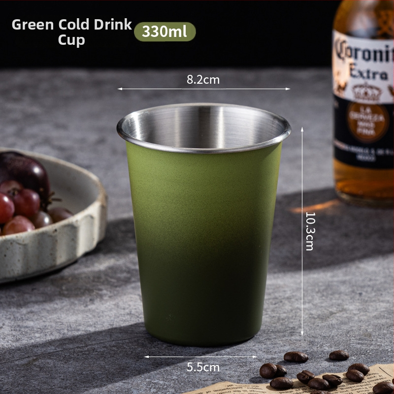 Nerūdijančio plieno alaus puodelis didelės talpos vieno sluoksnio vandens puodelis garbanotas vyno puodelis pieno arbatos kavos puodelis nešiojamas kempingo puodelis