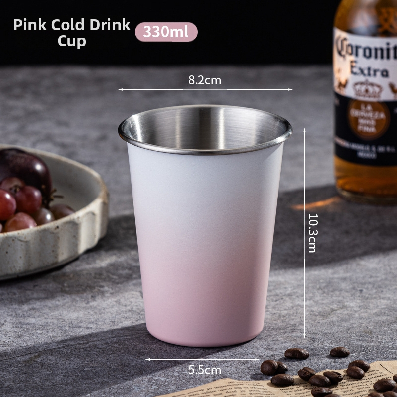 Nerūdijančio plieno alaus puodelis didelės talpos vieno sluoksnio vandens puodelis garbanotas vyno puodelis pieno arbatos kavos puodelis nešiojamas kempingo puodelis