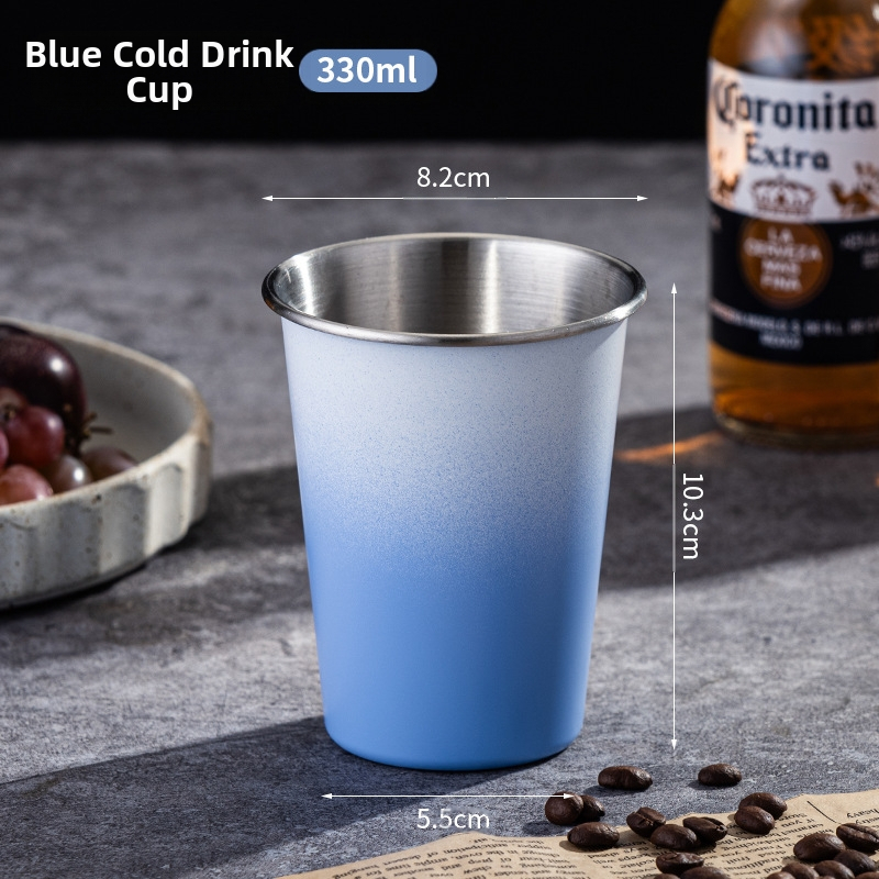 Nerūdijančio plieno alaus puodelis didelės talpos vieno sluoksnio vandens puodelis garbanotas vyno puodelis pieno arbatos kavos puodelis nešiojamas kempingo puodelis