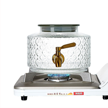 Stiklinis šaldytuvo šalto vandens butelis su čiaupu vasarinių vaisių arbatos kibirėlis, atsparus aukštai temperatūrai, ledinio vandens gėrimų kibirėlis, šalto vandens ekstrakcijos puodas, šalto vandens butelis