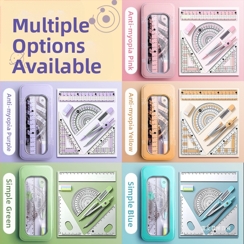 Sada kružidla a pravítka pre žiakov základných škôl, žiakov druhého stupňa stredných škôl, trojuholníkové pravítko, písacie potreby pre žiakov šiesteho ročníka, sada pravítka a trojuholníka