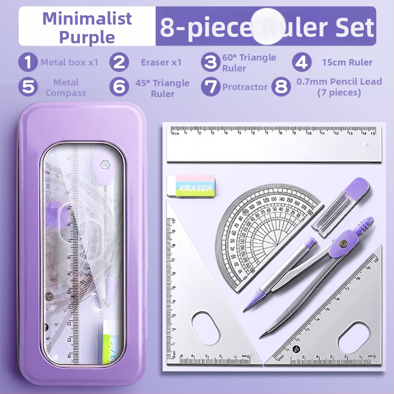 Sirkli ja joonlaua komplekt algkooliõpilastele, põhikooliõpilastele, kolmnurkjoonlaud, kuuenda klassi õpilaste kirjatarbed, joonlaua ja kolmnurga komplekt